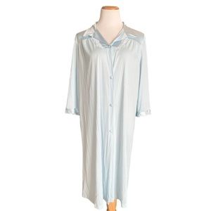 Vanity Fair‎ Vintage Collared Button Nightgown Medium Baby Blue